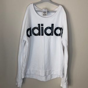 Adidas Hi-Lo Sweatshirt, White/Black, Girls XL/16